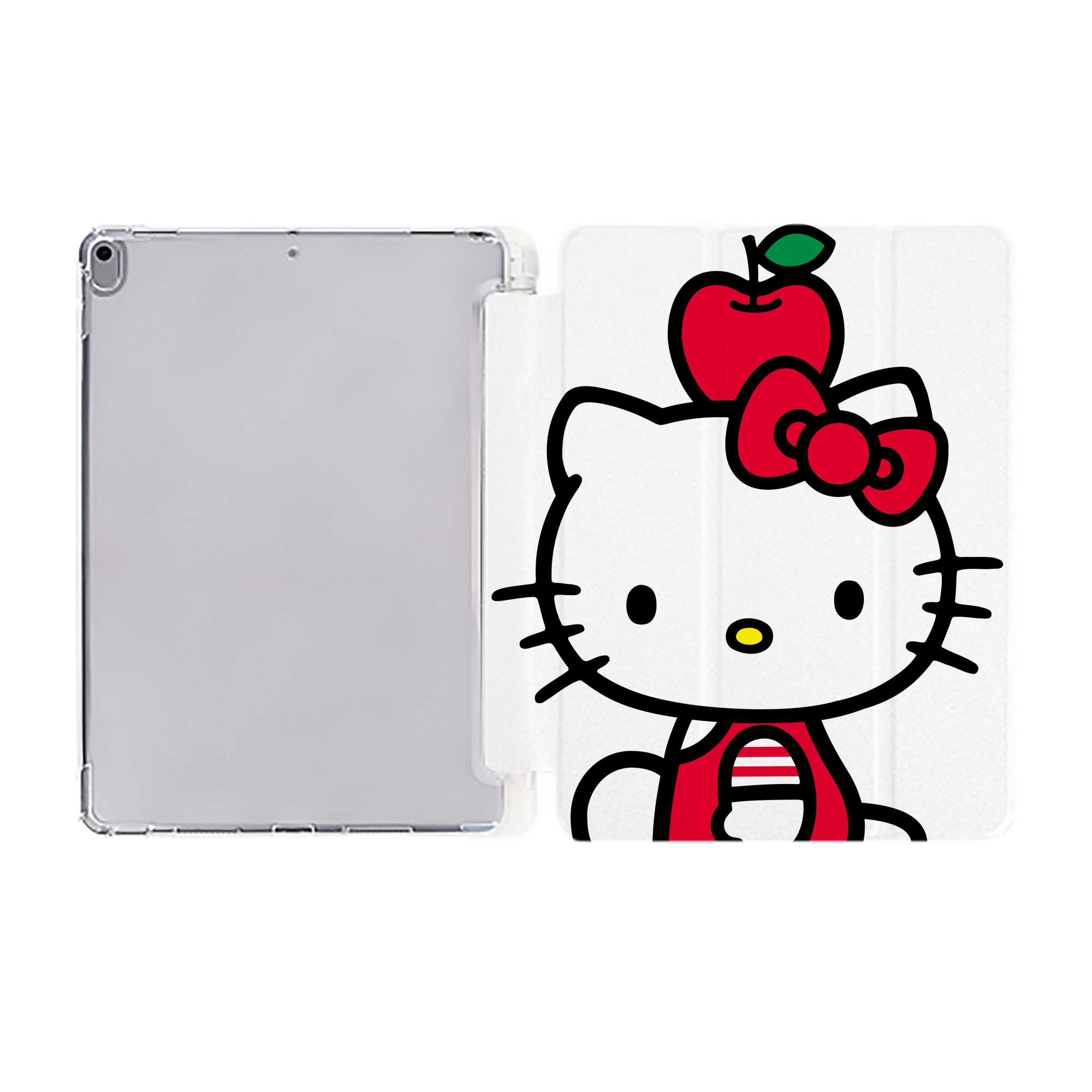 （画像用） Hello Kitty ハローキティ IPad ケース ペン収納付き 三つ折りスタンド PUレザー×シリコン 対応機種9.5/10.5/10.9インチ